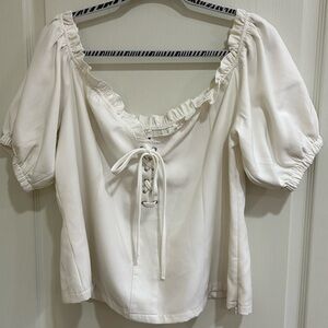 Boohoo White Lace Up Top